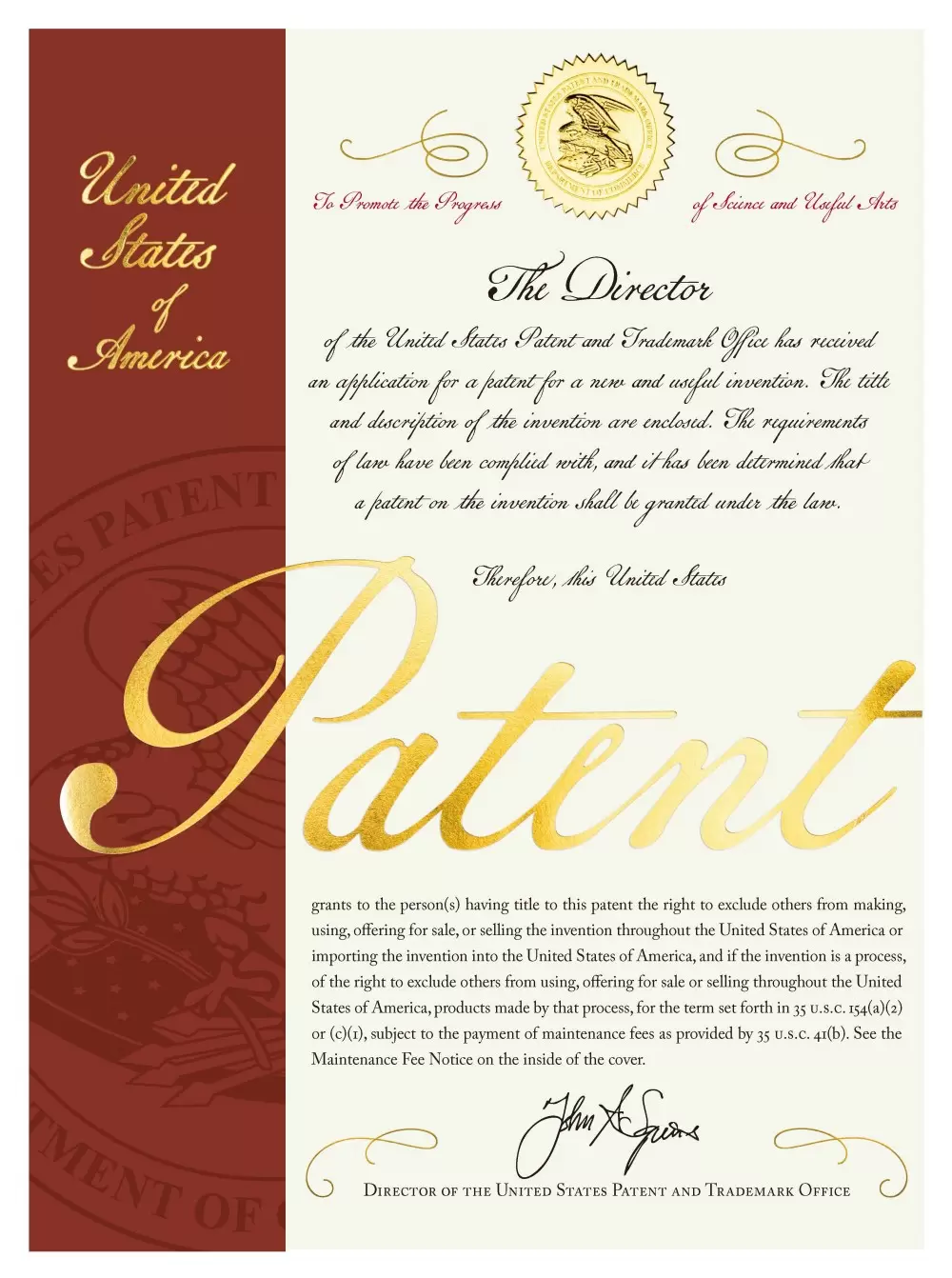 Patent certificate
